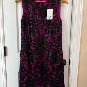 Diane Von Furstenberg Black and Pink Floral Mini Dress